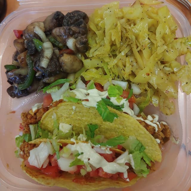 Photo of the dish “Tacos with Sauteed Cabbage and Mushroom Salad”