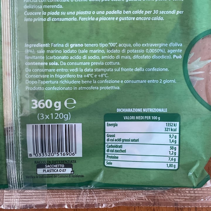 review photo of Terre sapienti Piadina romagnola IGP alla riminese shared by @tapir on 02 Apr 2022 - review