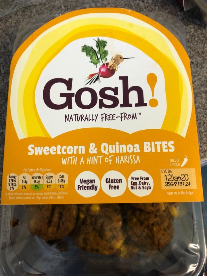 review photo of Gosh! Sweetcorn & Quinoa Bites shared by @jgibveg on 11 Jan 2020 - review