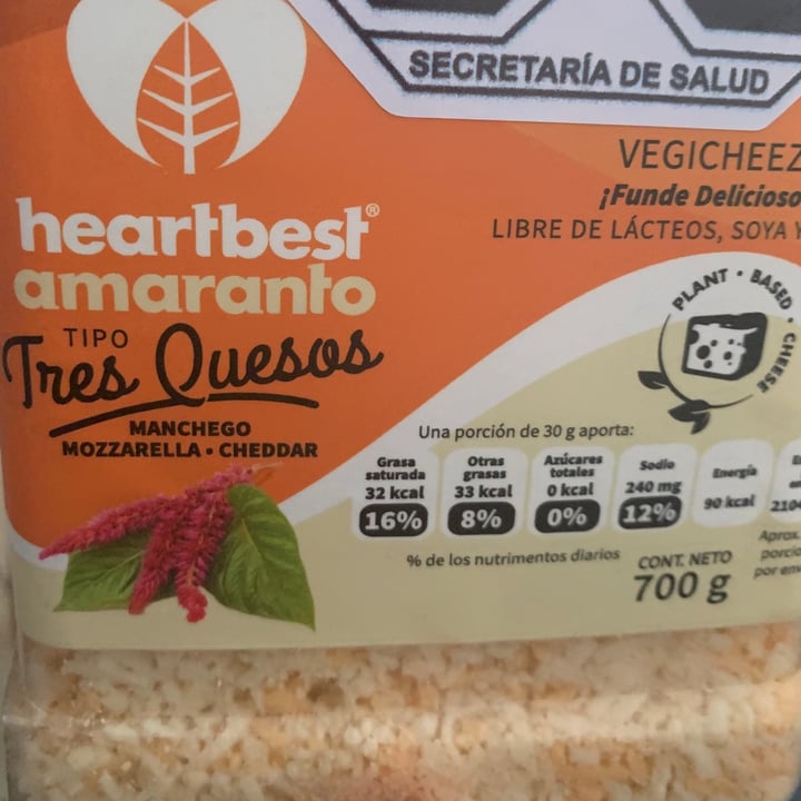 photo of Heartbest Vegicheez Tres Quesos shared by @anagabyveg on  15 Oct 2020 - review