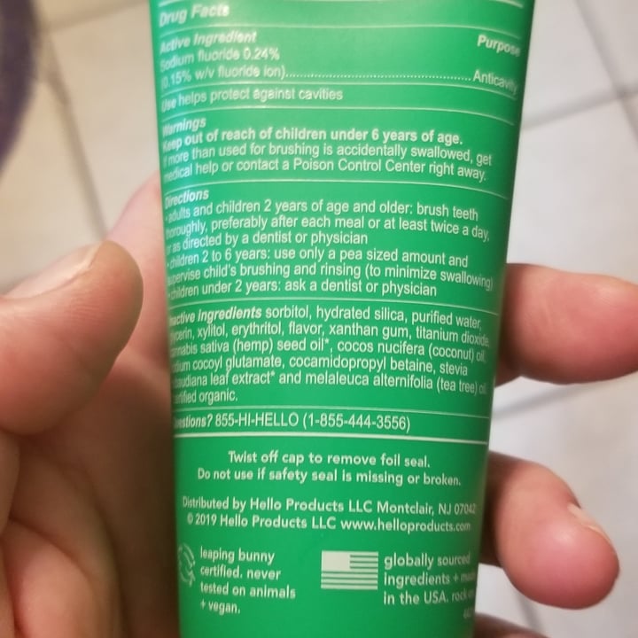 photo of Hello Hempseed + Coconut Oil Toothpaste shared by @andreamichelle5 on  25 May 2020 - review