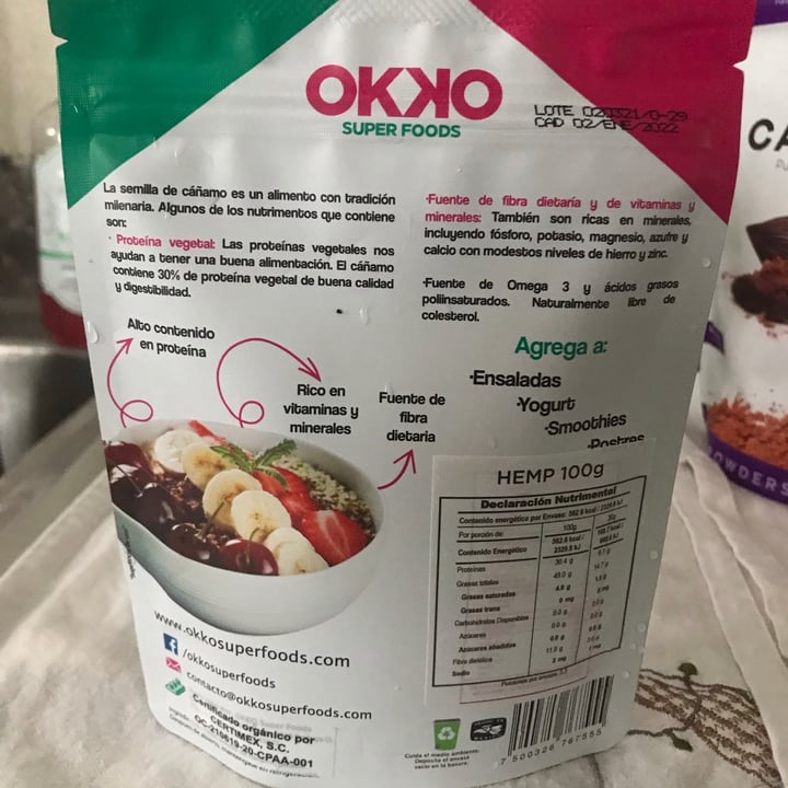 photo of Okko Super Foods Semilla De Cañamo (Hemp) shared by @bedid on  29 Jul 2021 - review