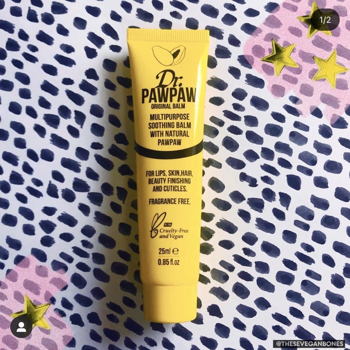 photo of Dr. PawPaw Multipurpose Soothing Balm with Natural Pawpaw - Original Balm shared by @theseveganbones on  18 Feb 2021 - review