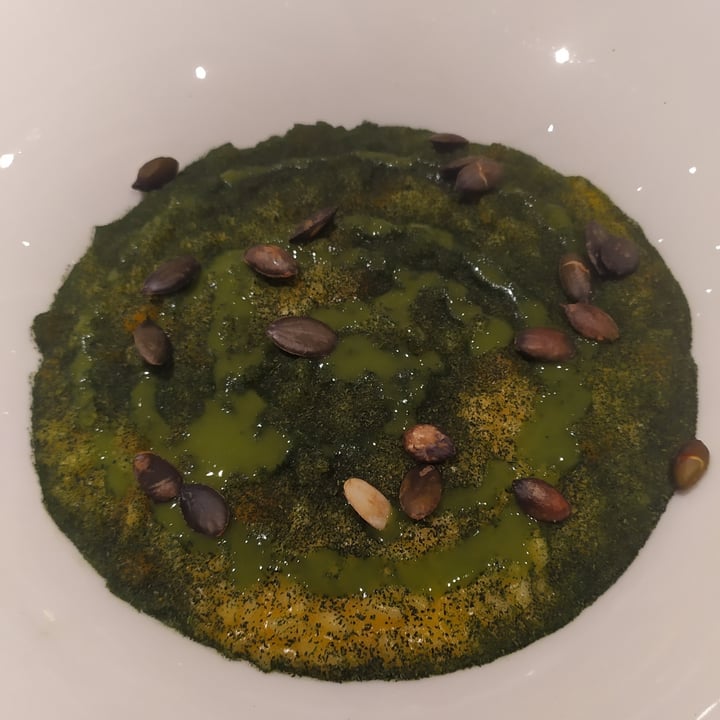 review photo of Le Radici Ristorante Risotto Alla Zucca Con Crema Di Spinaci, Spirulina E Semi Di Zucca Croccanti shared by @peperonebio on 02 Apr 2022 - review