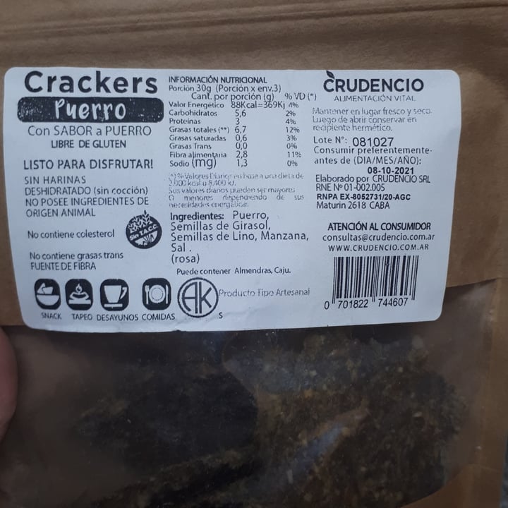 photo of Crudencio Crackers de puerro shared by @bastet on  03 Feb 2021 - review