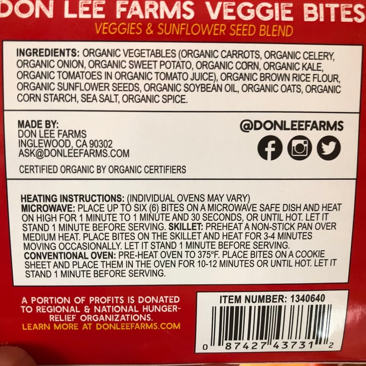 photo of Don Lee Farms Veggie Bites shared by @steffensenskitchen on  18 Jul 2020 - review