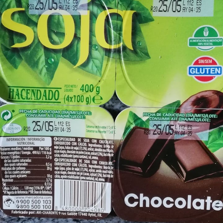 photo of Hacendado Soja Chocolate shared by @toniruizvegan on  12 May 2020 - review