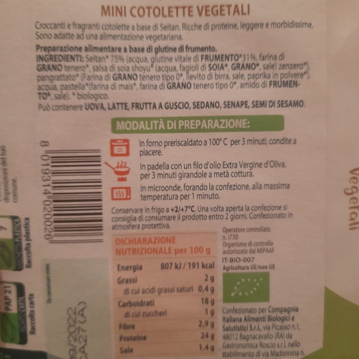 review photo of Almaverdebio Mini cotolette di seitan shared by @eleonorandrea on 22 Aug 2022 - review
