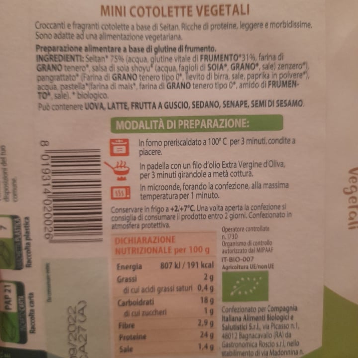 photo of Almaverdebio Mini cotolette di seitan shared by @eleonorandrea on  22 Aug 2022 - review