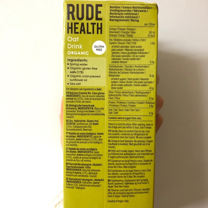 photo of Rude health Oat Drink shared by @pbsofia on  02 Mar 2021 - review