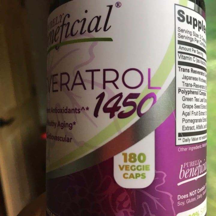 photo of Purely Beneficial Resveratrol 1450 shared by @lindalcarter8 on  15 Aug 2020 - review
