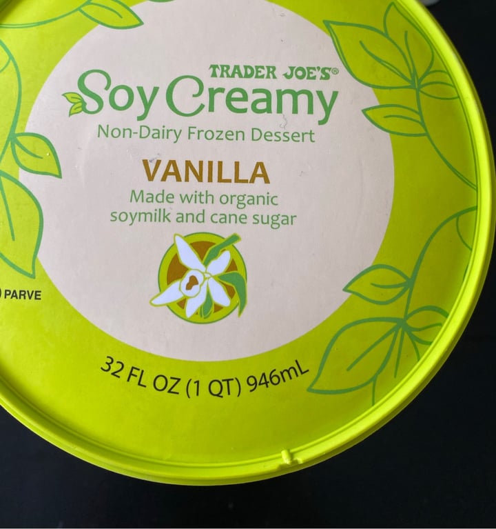 photo of Trader Joe's Soy Creamy Vanilla Ice Cream shared by @vegpaige on  27 Jul 2020 - review