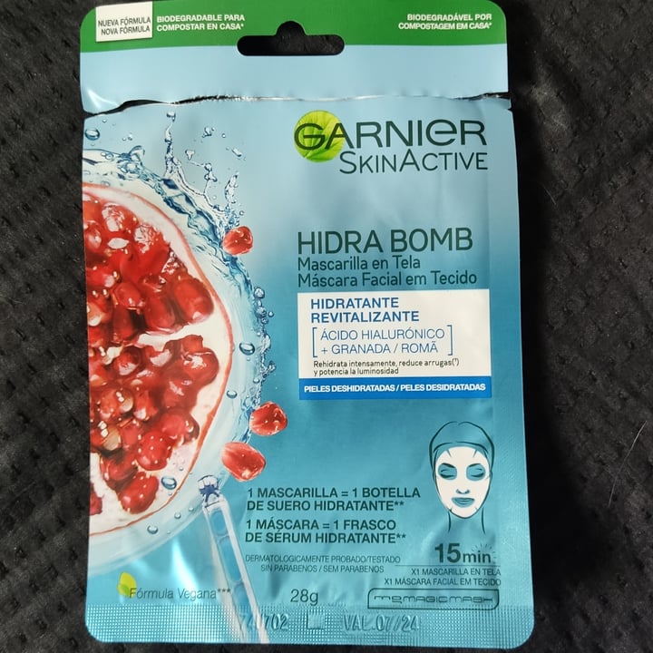 photo of Garnier Mascarilla En Tela Hidrabomb shared by @cecirojas on  16 Apr 2022 - review