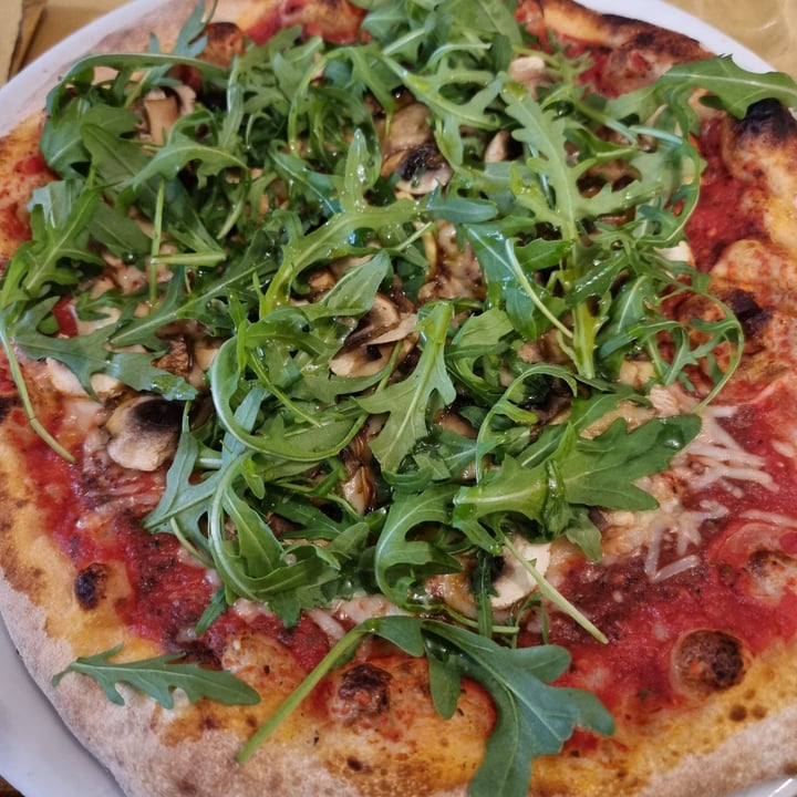 photo of La Rusticana Ristorante - Pizzeria Base Margherita Con Mozzarella Vegetale, Crema Di Tartufo, Funghi E Rucola shared by @lorenzone on  08 Apr 2022 - review