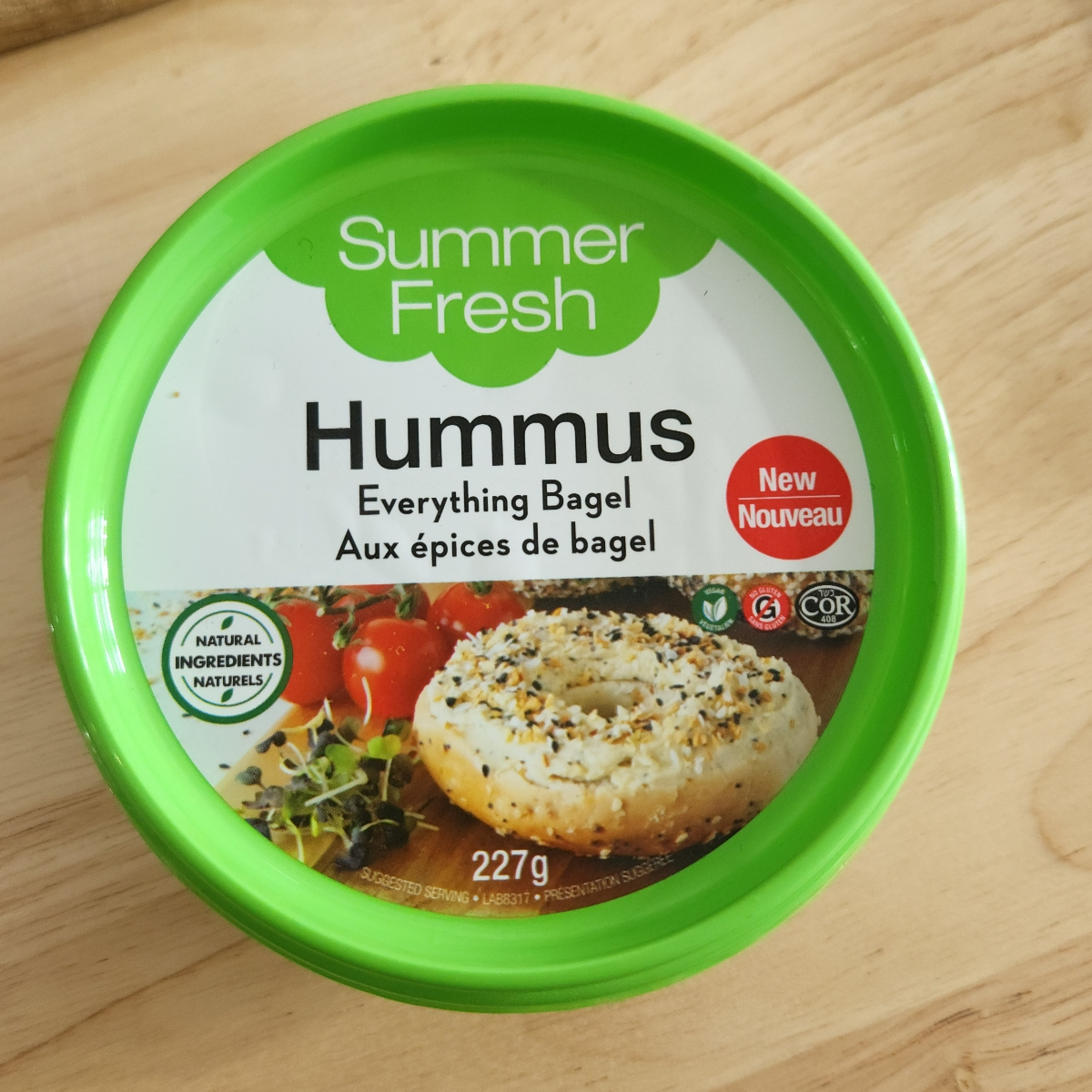 Everything bagel hummus from Summer Fresh Vegan Product Reviews