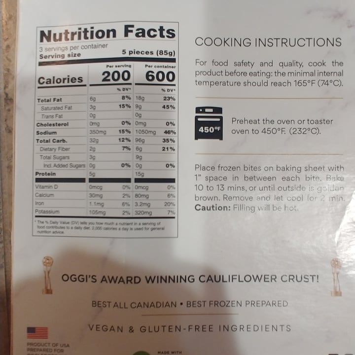 photo of Oggi Foods Baci Bites - Beyond Meat Appetizers shared by @livewithintegrity on  23 Feb 2022 - review