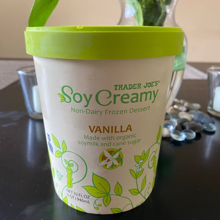 photo of Trader Joe's Soy Creamy Vanilla Ice Cream shared by @vegpaige on  27 Jul 2020 - review