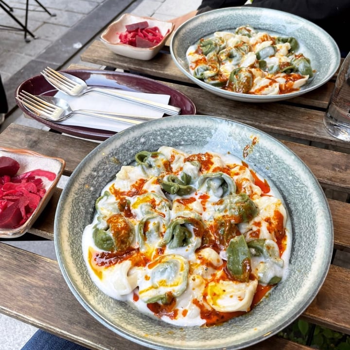 review photo of kafeNAsanat Vegan Café Vegan Lentil And Spinach Manti (Turkish Ravioli) shared by @maggielicalis on 15 Oct 2022 - review