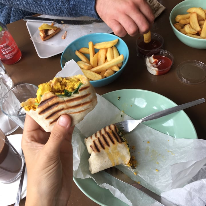 photo of The Carrot's Tail Breakfast wrap ( tofu Scrambled ) with a side of fries shared by @infinitelove on  02 Jan 2021 - review