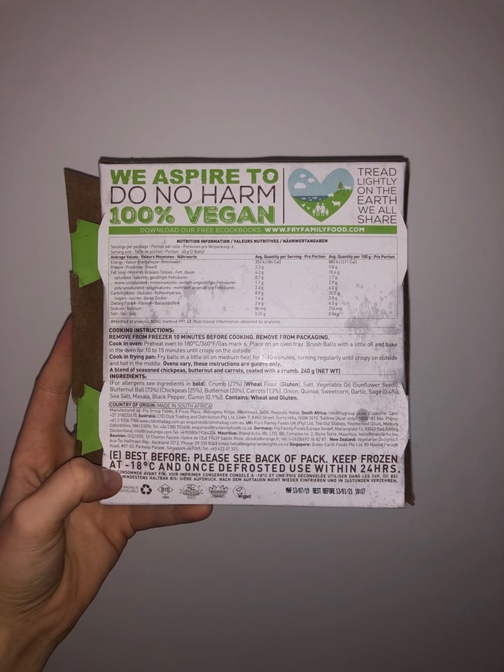 review photo of Fry's Family Food Butternut Balls shared by @tanieshalynette on 03 Jan 2020 - review