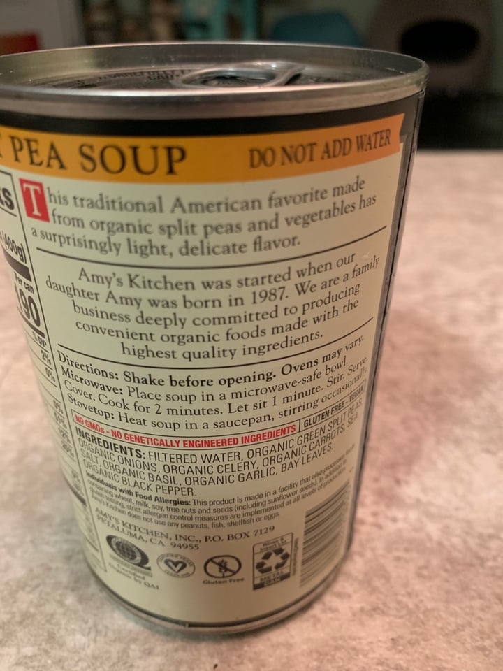 photo of Amy’s Amy’s Organic Split Pea Soup shared by @julieschultz54 on  31 Dec 2019 - review