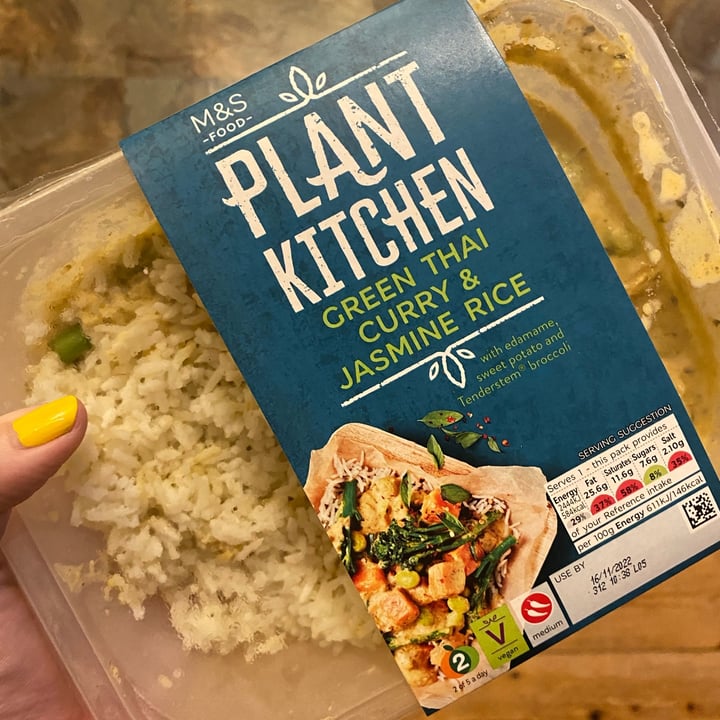 photo of Plant Kitchen (M&S) Green Thai Curry and Jasmine Rice shared by @clarewoods on  13 Nov 2022 - review