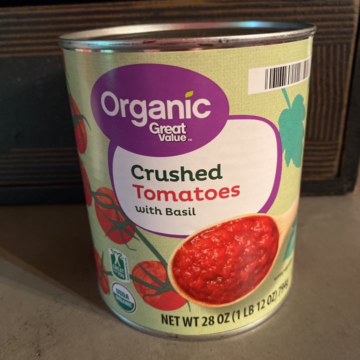 photo of Great Value  Crushed Tomatoes with Basil shared by @veganheidi on  26 Jun 2021 - review