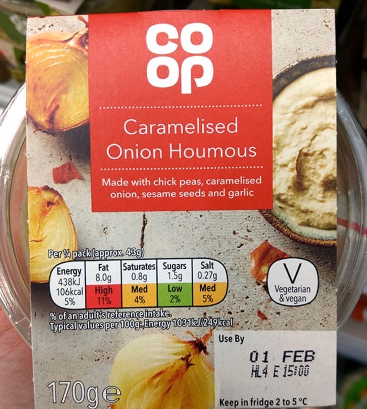 photo of Coop  caramelised onion houmous shared by @angelorun on  18 Feb 2020 - review