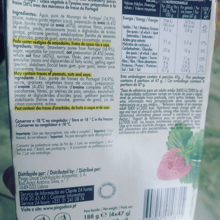 review photo of Pingo doce gelado morango nacional shared by @veganshakti on 30 Jul 2022 - review