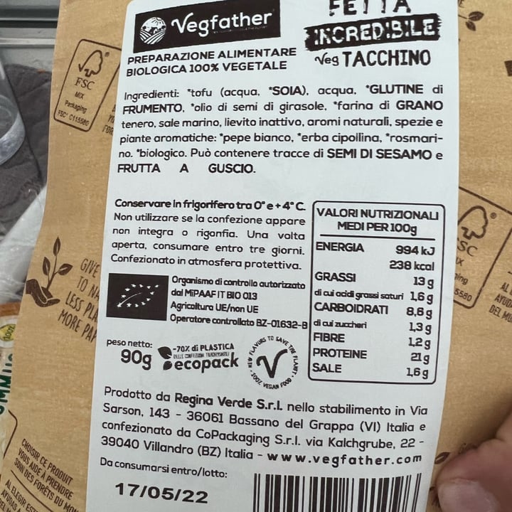 photo of Vegfather Fetta incredibile Tacchino shared by @mary8m on  29 May 2022 - review
