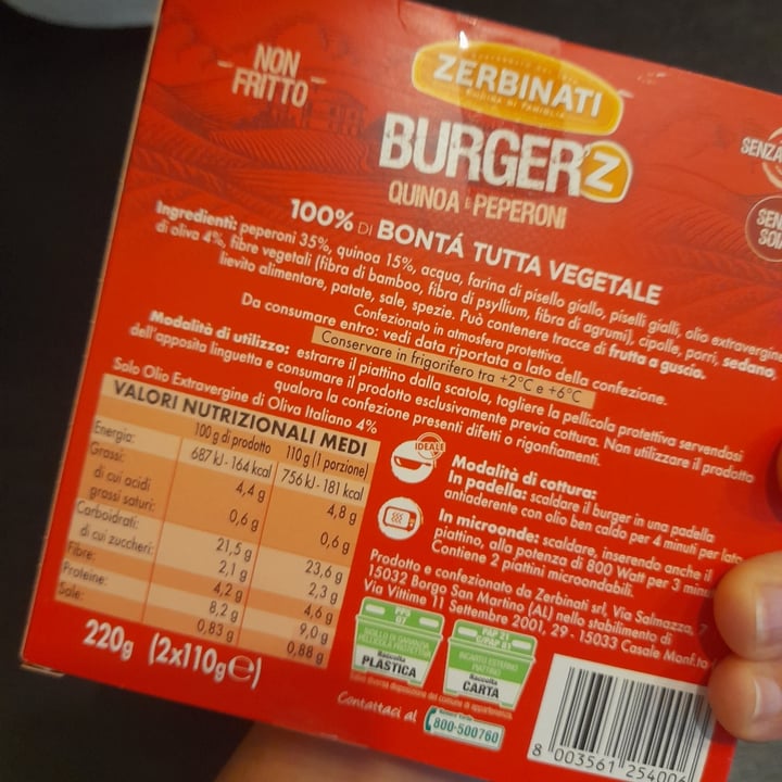 photo of Zerbinati Burger Quinoa e Peperoni shared by @daaanila on  06 May 2022 - review