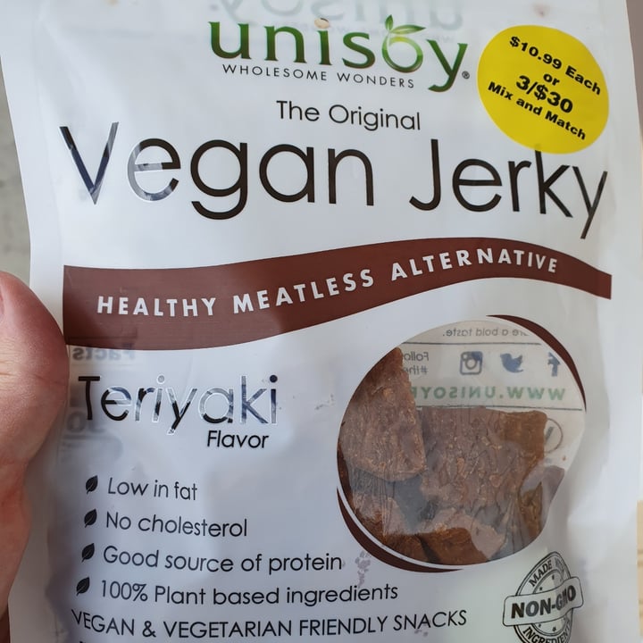 photo of Unisoy Wholesome Wonders Vegan Jerky Teriyaki shared by @anistavrou on  27 May 2020 - review