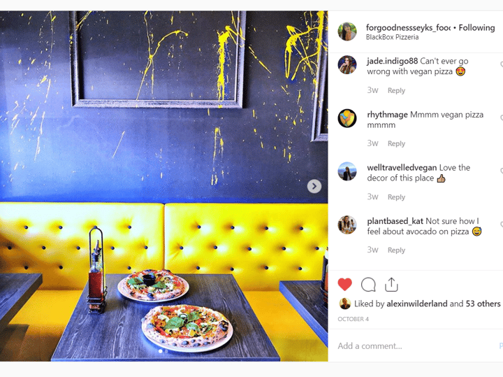 review photo of Blackbox Pizzeria Vegan Pizza shared by @forgoodnessseyks on 31 Oct 2019 - review