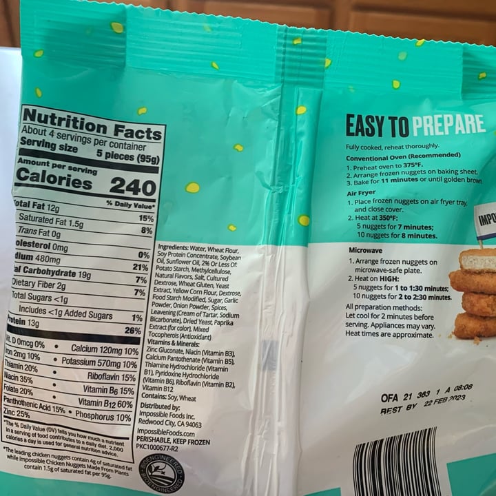 photo of Impossible Foods Chicken Nuggets shared by @carol98 on  08 Feb 2022 - review