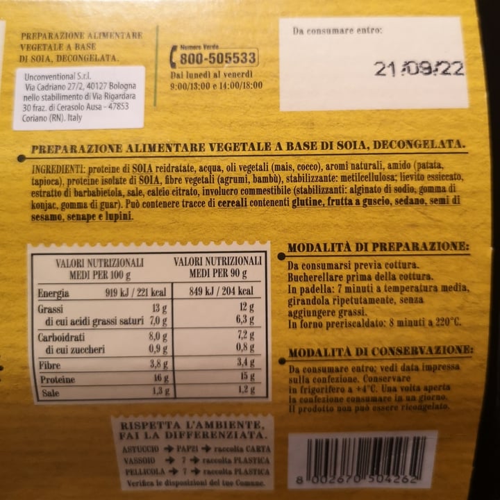review photo of Unconventional Salsicce Vegetali - Sausages shared by @cieloblu on 07 Sep 2022 - review
