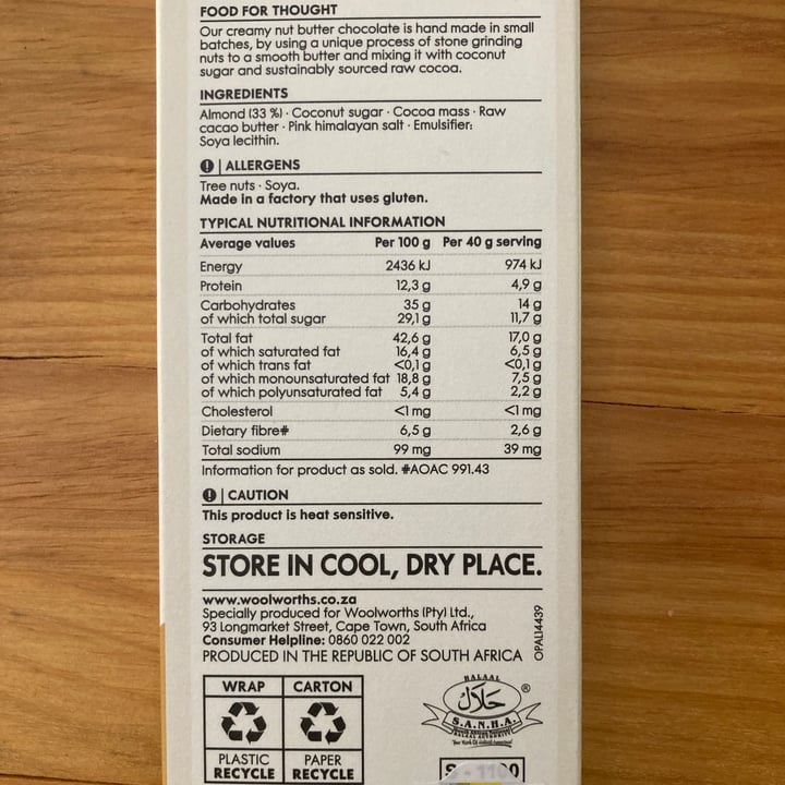 photo of Woolworths Food Nut Butter Almond Chocolate shared by @seanyfebz on  25 Jan 2021 - review