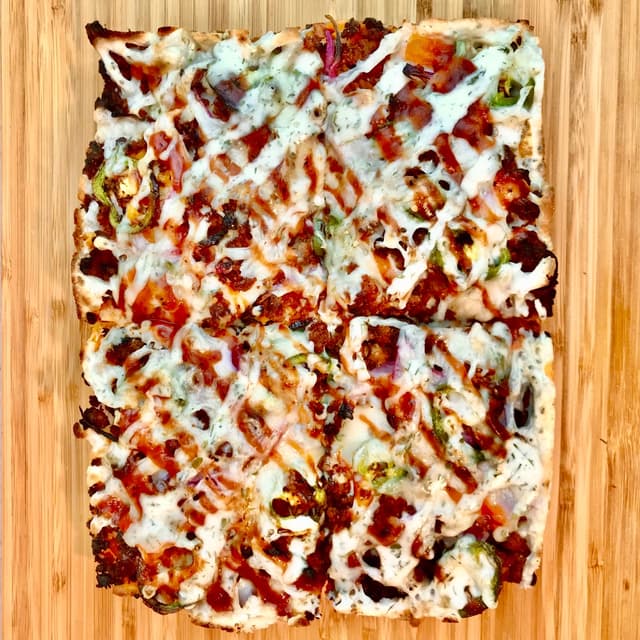 Photo of the dish “BBQ Bacon Ranch Jalapeño Cheeseburger Pizza”