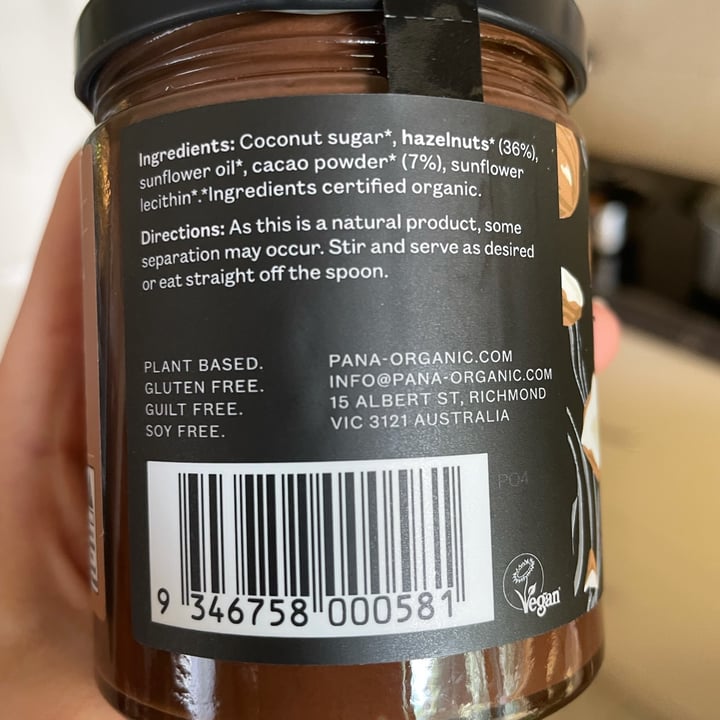 photo of Pana Organic Hazelnut chocolate spread shared by @plantbasedancer on  04 Nov 2021 - review