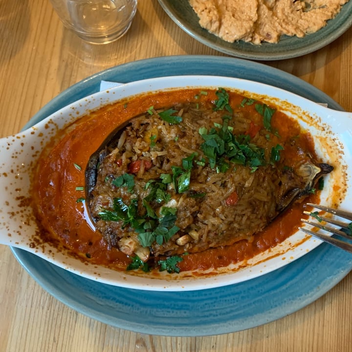 photo of Aubergine - Craft beer. Craft food. Stuffed aubergine with basmati rice, dried apricots, goji berries and tahina shared by @viorao on  09 Apr 2022 - review