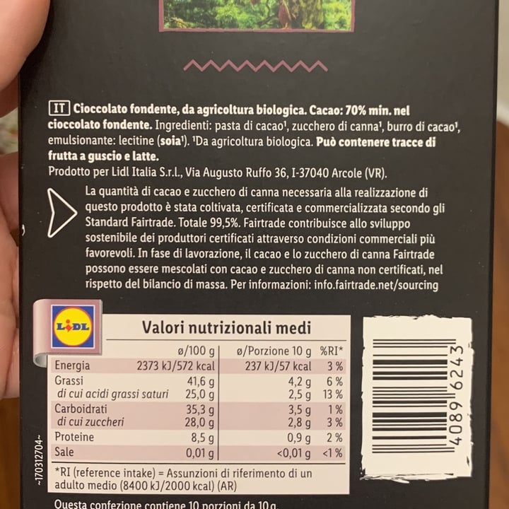 photo of Lidl Bio Bio Cioccolato Fondente shared by @ludoviica on  26 Mar 2022 - review