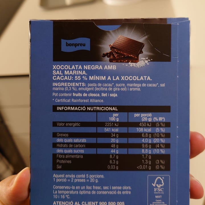 photo of Bonpreu Xocolata Negra amb Sal Marina shared by @yudofu on  05 Nov 2022 - review