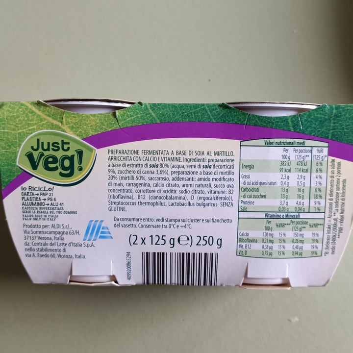 review photo of Just Veg (ALDI España) Soia Mirtillo shared by @silvanamincuzzi on 18 Dec 2022 - review