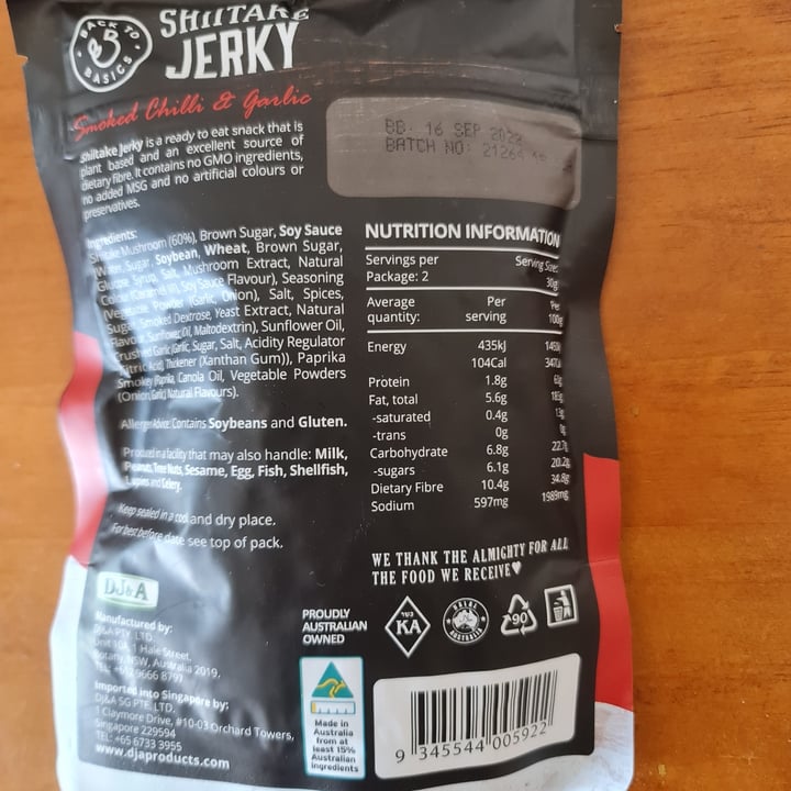photo of DJ&A Vegan Shiitake Jerky shared by @thebeast on  16 Oct 2021 - review
