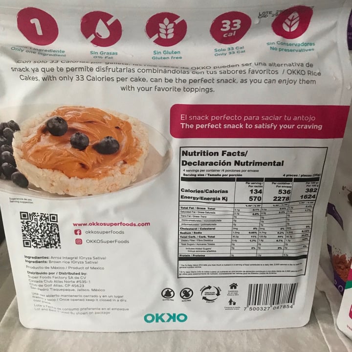 photo of Okko Super Foods Galletas De Arroz shared by @bedid on  29 Jul 2021 - review