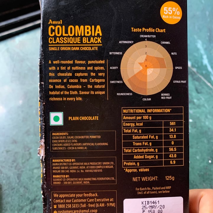 review photo of Amul Colombia Classique Black Chocolate shared by @mitsubishi13 on 21 Jun 2020 - review