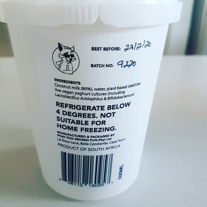 photo of Phat Fox Plain Cultured coconut shared by @boardroomhippie on  17 Feb 2020 - review