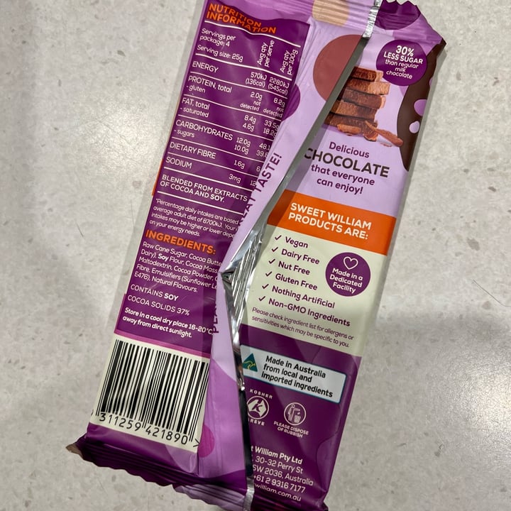 photo of Sweet William Sweet William Mylk Chocolate shared by @vegan-friendly on  17 Aug 2022 - review