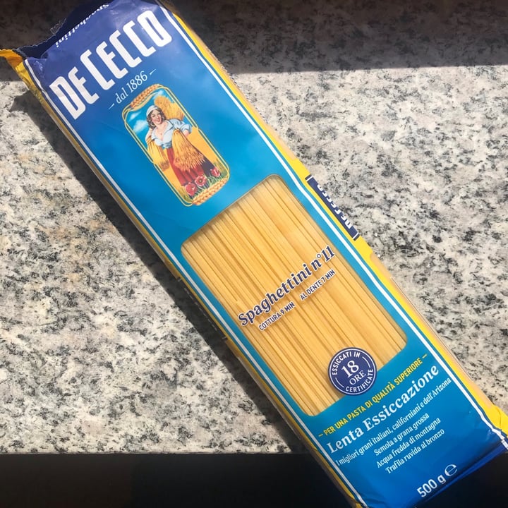 photo of De cecco Spaghettini No. 11 shared by @glottaveg93 on  12 Aug 2021 - review