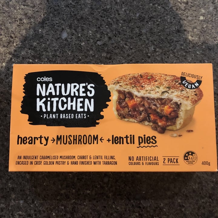 photo of Coles Nature's Kitchen Hearty Mushroom Lentil Pies shared by @min24 on  13 Jun 2021 - review