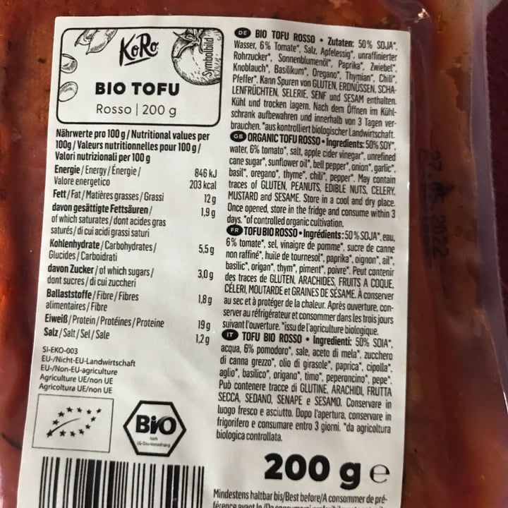 photo of Koro Bio Tofu Rosso shared by @spice on  25 Mar 2022 - review